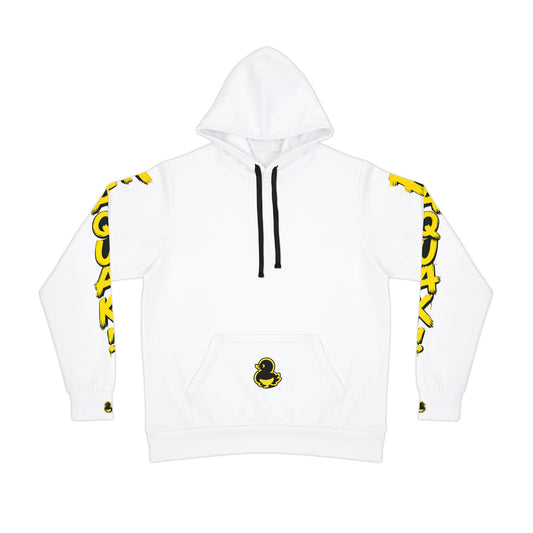 White Athletic Hoodie — FAQUAK! Rubber Duck Graphic Pullover