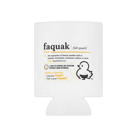 Can Cooler — 'faquak' Definition & Yellow Duck Logo Drink Koozie