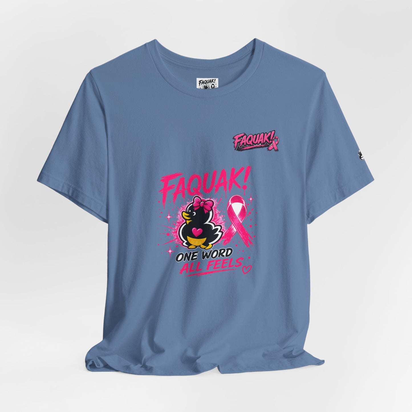 FAQUAK! Duck with Pink Ribbon T-Shirt | Breast Cancer Awareness Tee