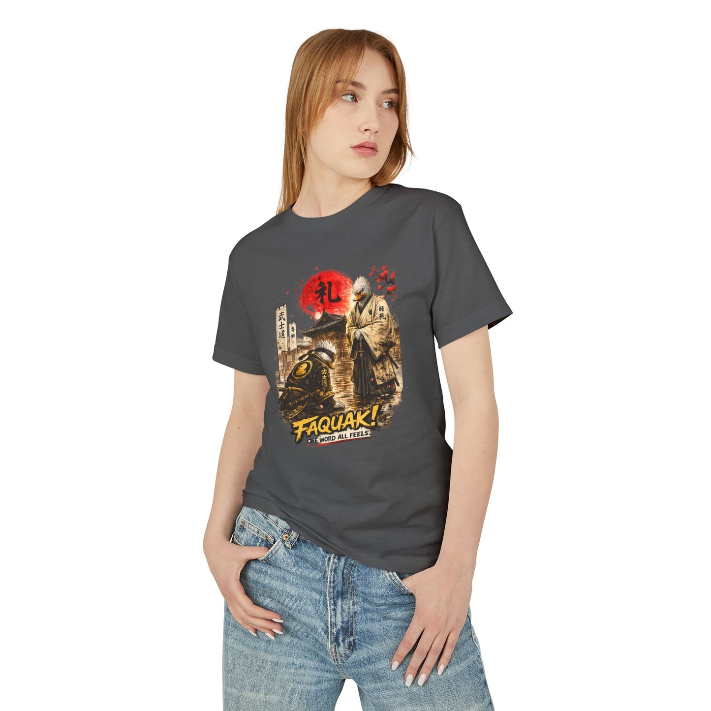 Samurai Duck Graphic Tee — "FAQUAK! You Broke All Rules" Vintage Japan-Inspired T-Shirt