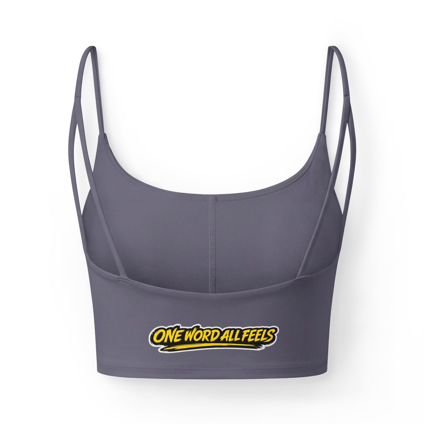 Luxe Crop Bra — "One Word All Feels" Embroidered Heart Logo