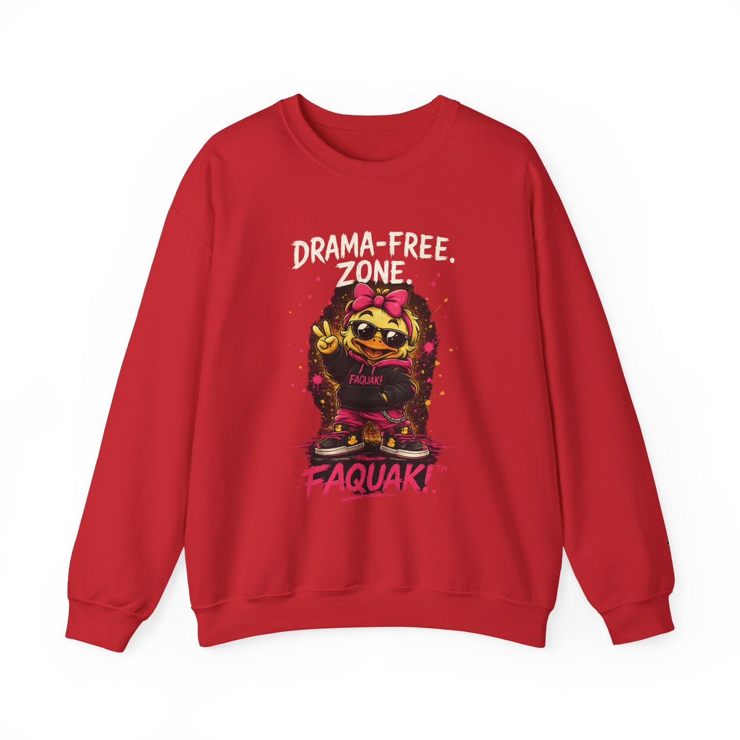 Faquak! Drama-Free — Crewneck Sweatshirt | Cute Skate Duck Graphic