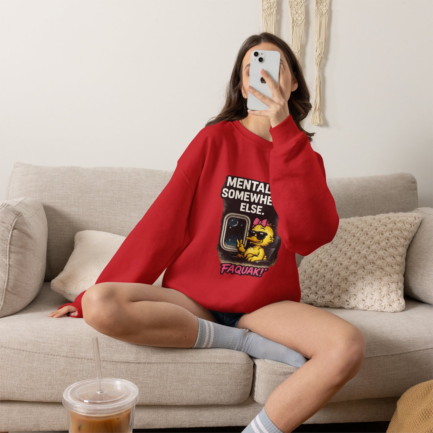 I Don’t Trip I Glide Crewneck Sweatshirt — Cute Skate Duck Graphic