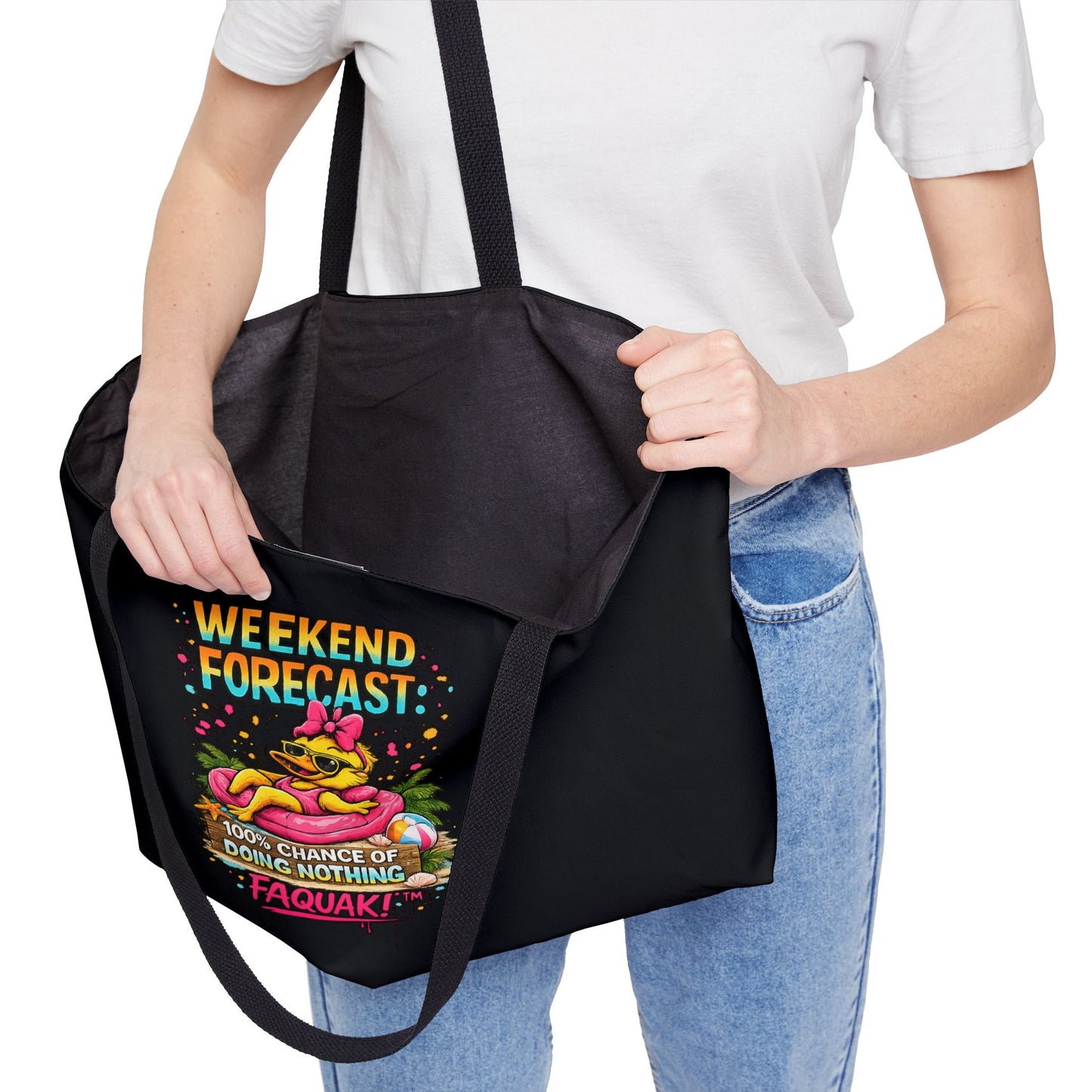 Weekender Tote Bag — “Weekend Forecast: 100% Chance of Doing Nothing” Beach Vacation Tote