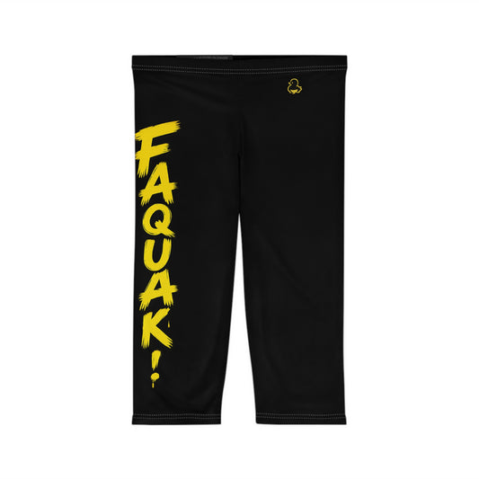 Faquak! Women's Capri Leggings — Black Graffiti
