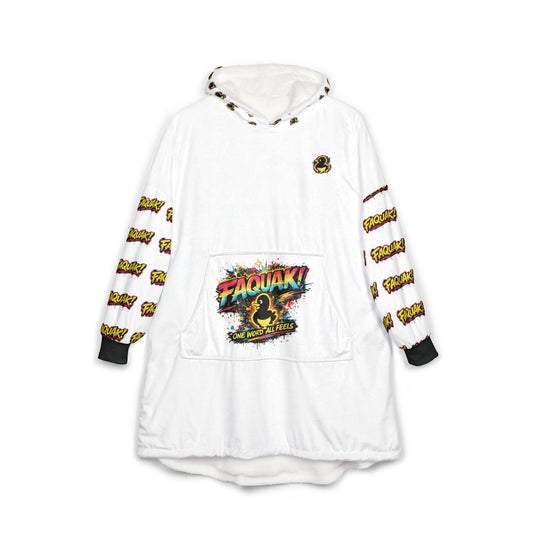 Faquak! Comic Graphic Hooded Blanket — Cozy Oversized Cartoon Hoodie Blanket