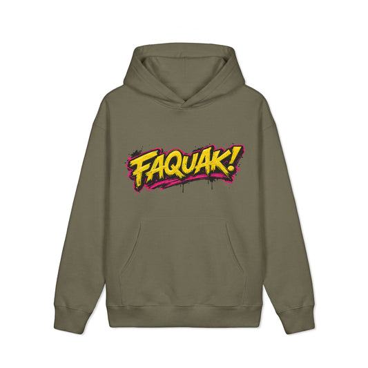 FAQUAK! Graphic Hoodie — Retro Graffiti Front & Yellow Duck Back