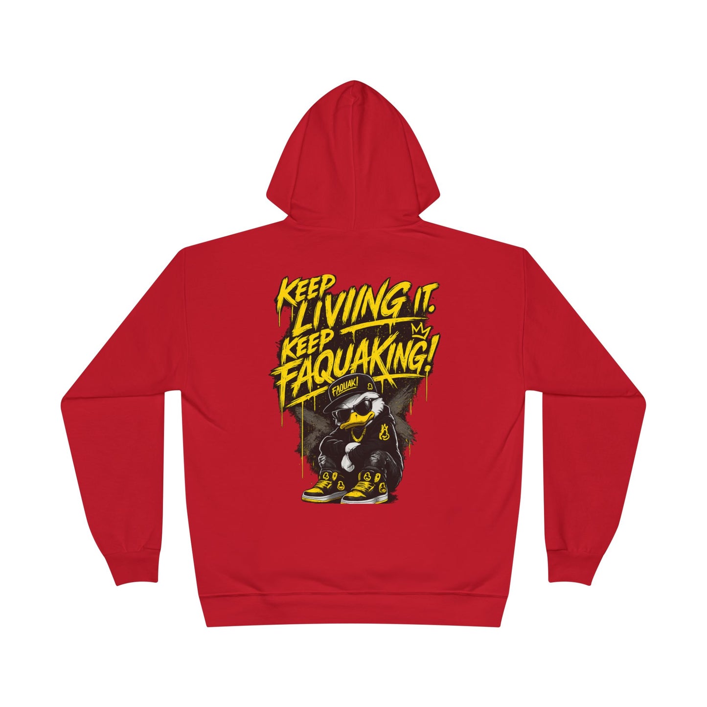 Faquak Graphic Hoodie – "Keep Living It, Keep Faquaking" Streetwear Pullover