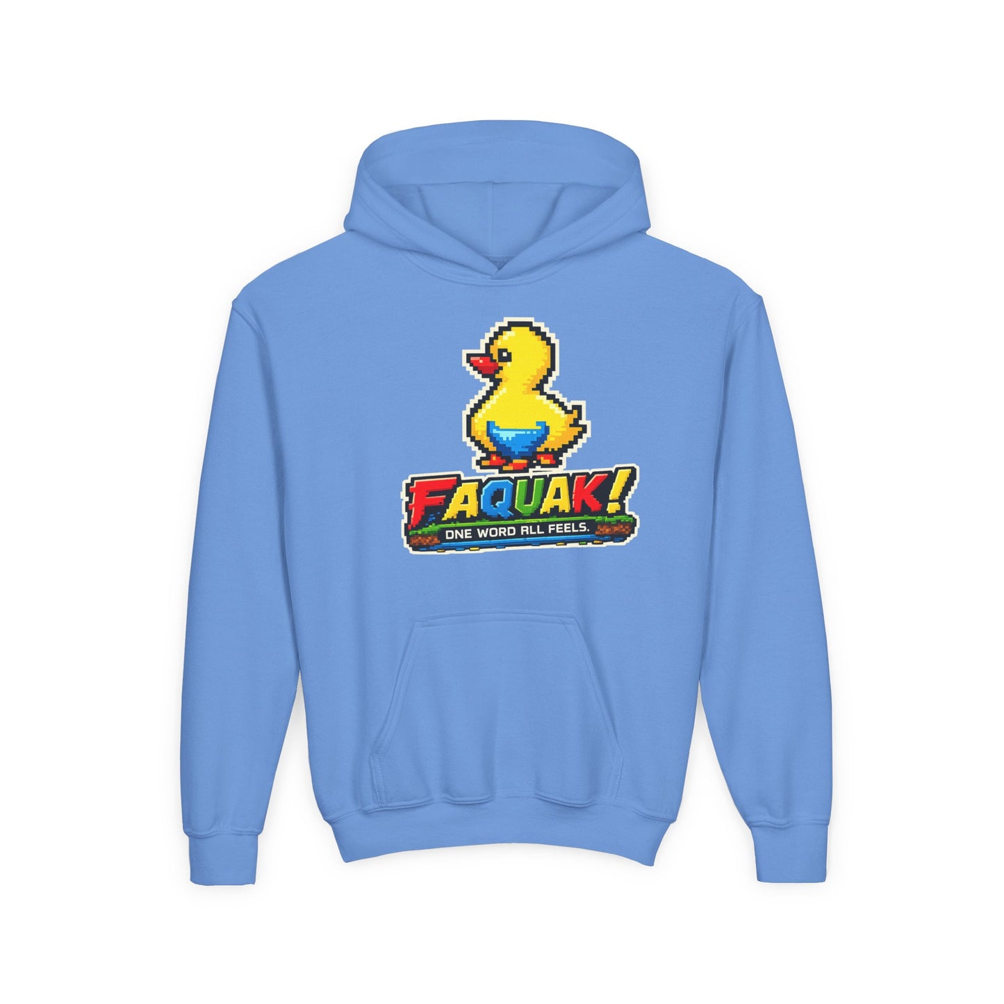 Duck Graphic Hoodie — 'FAQUAK!' Youth Pullover with Retro Rubber Duck Design