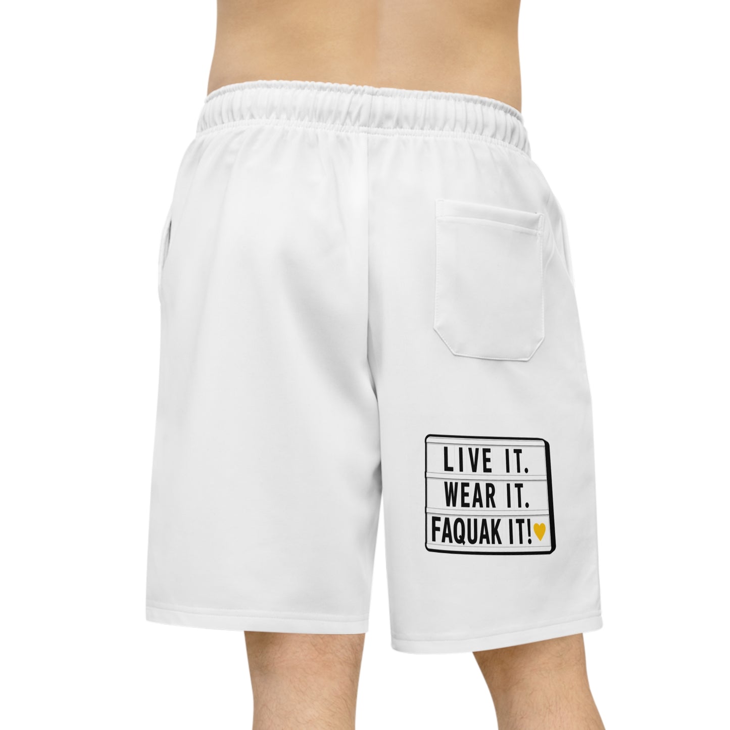 Athletic Long Shorts — 'Live It. Wear It. F*** It.' Graphic Athletic Shorts