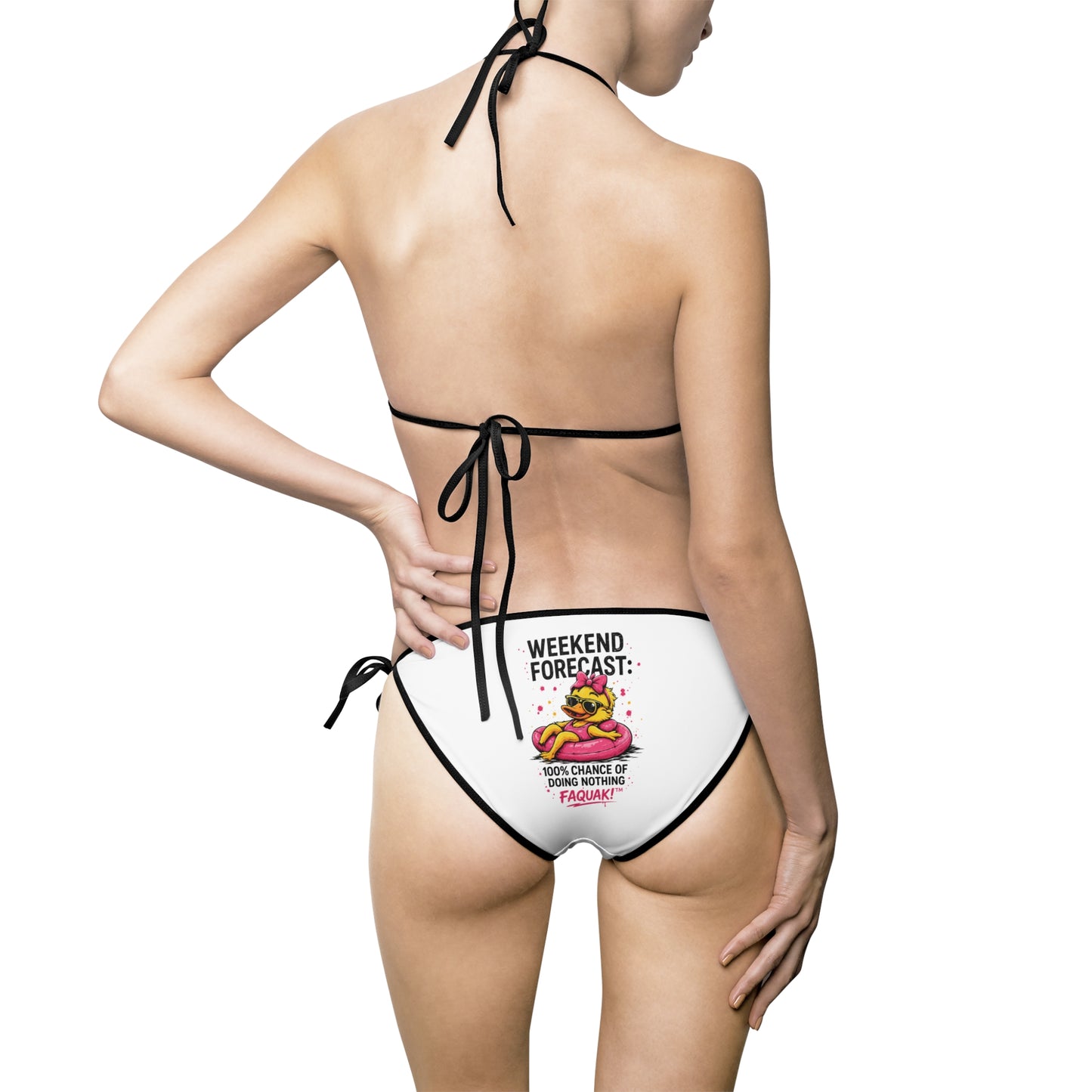 White Floral Heart Bikini — Women's Two-Piece Swimwear with Tiny Flower Emblem