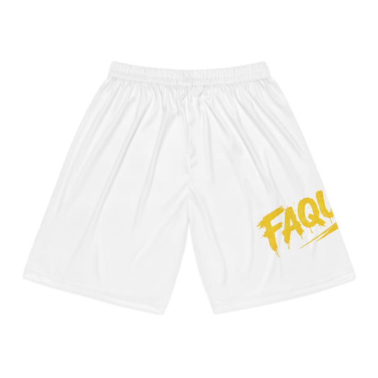 FAQUAK! White Basketball Shorts — All-Over Print Athletic Shorts