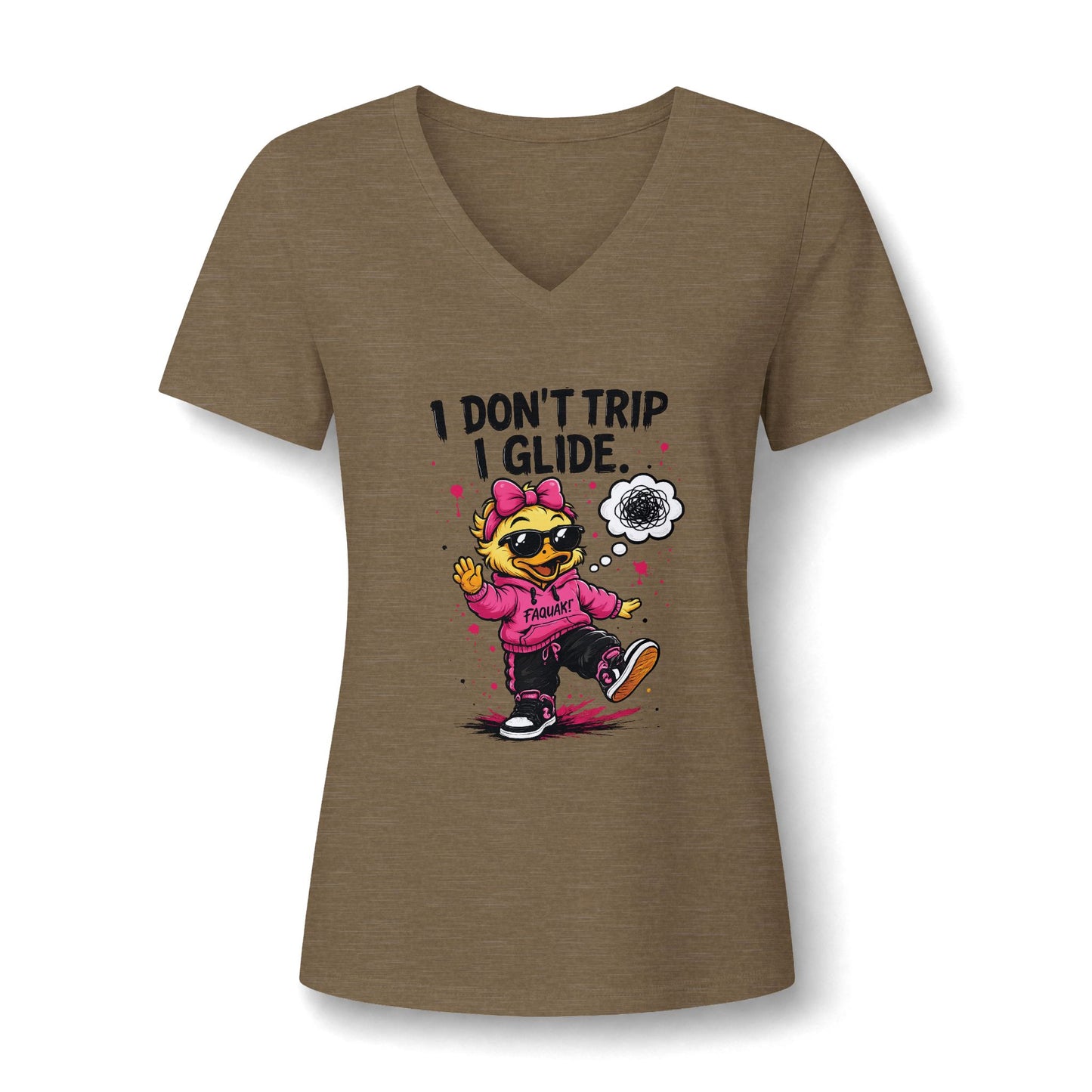 Faquak! Feeling's- Women's Relaxed Heather CVC V-Neck Tee