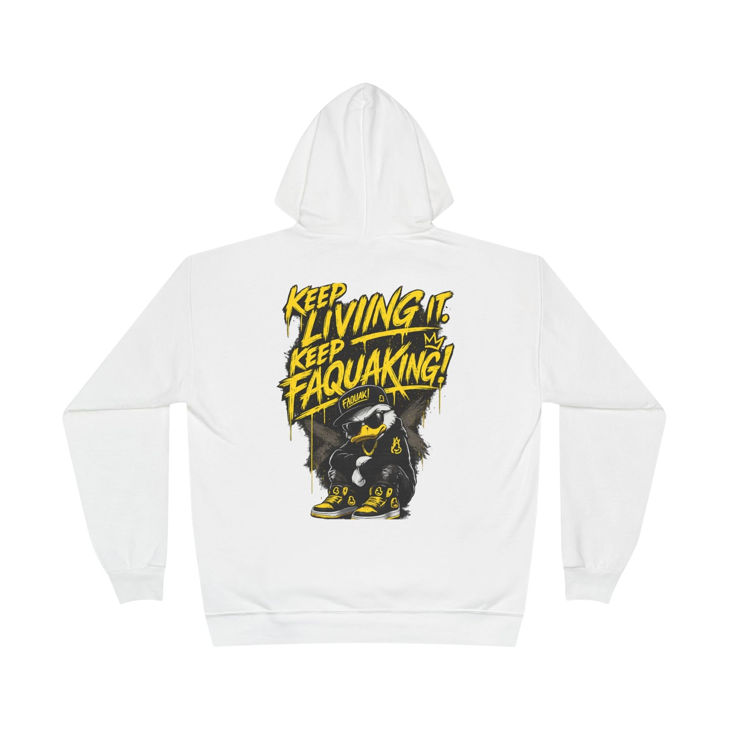 Faquak Graphic Hoodie – "Keep Living It, Keep Faquaking" Streetwear Pullover