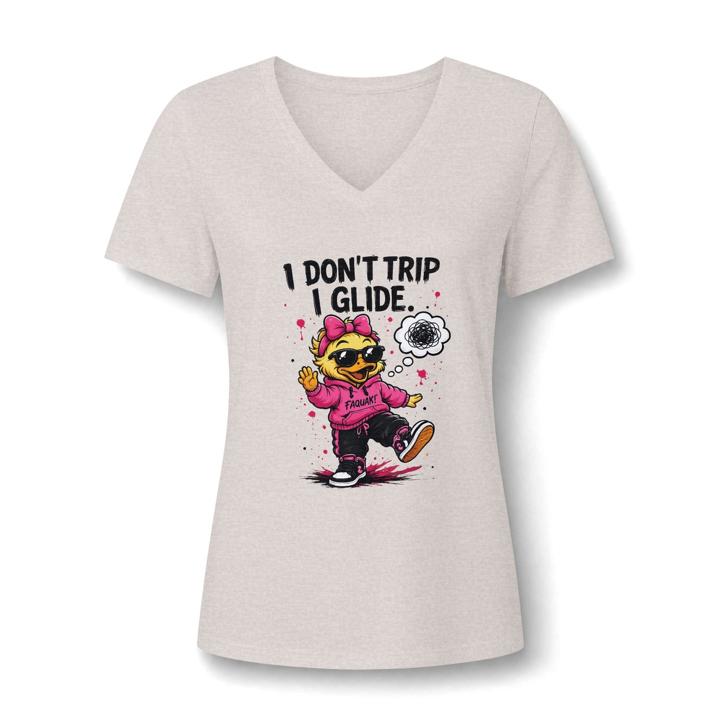 Faquak! Feeling's- Women's Relaxed Heather CVC V-Neck Tee
