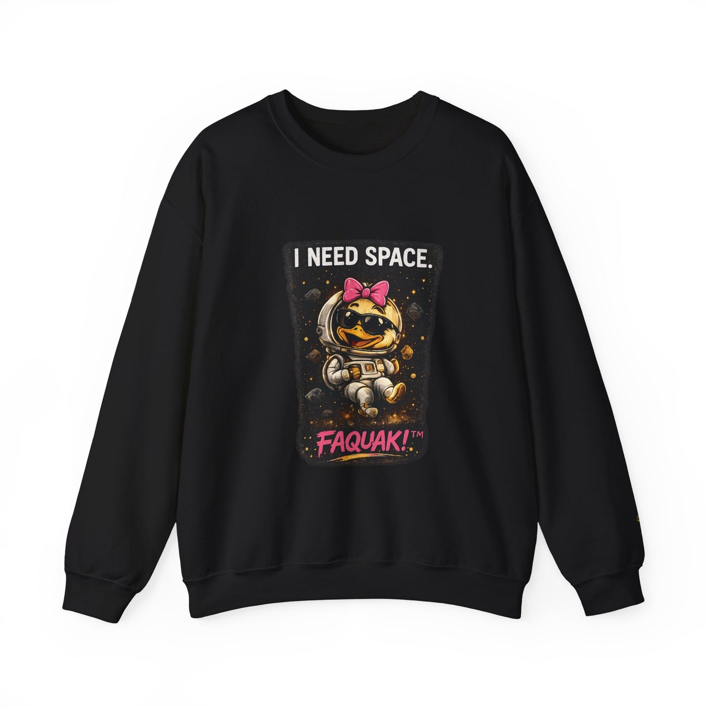 Need Space I Glide Crewneck Sweatshirt — Cute Skate Duck Graphic