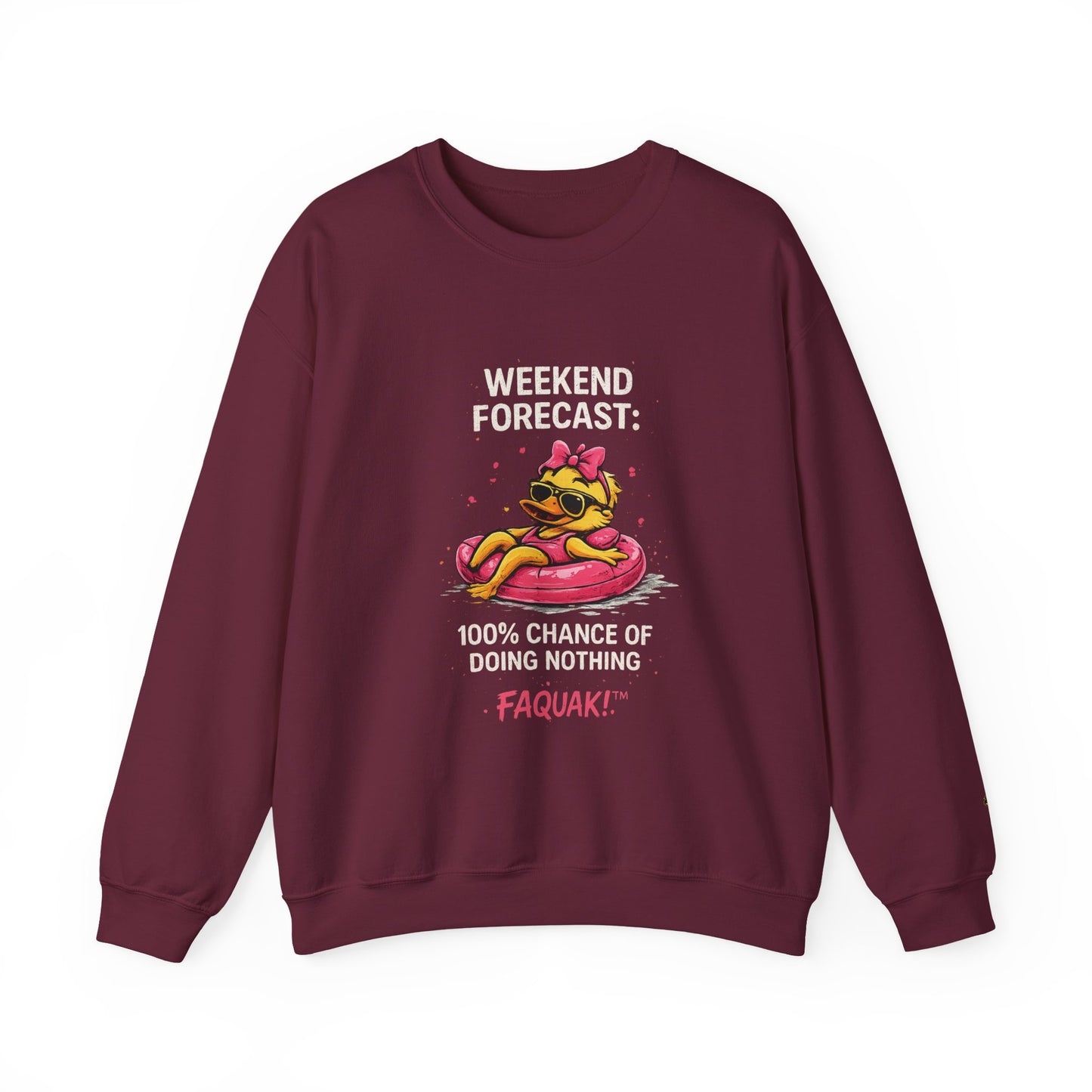Weekend Forecast  - Crewneck Sweatshirt — Cute Skate Duck Graphic