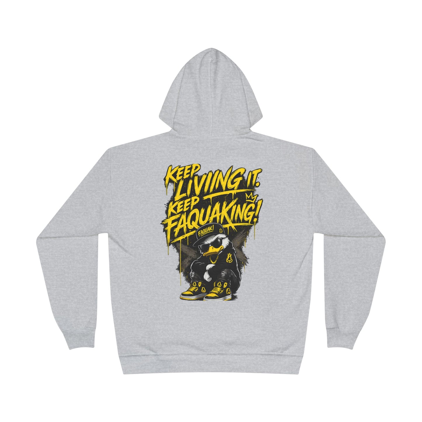 Faquak Graphic Hoodie – "Keep Living It, Keep Faquaking" Streetwear Pullover