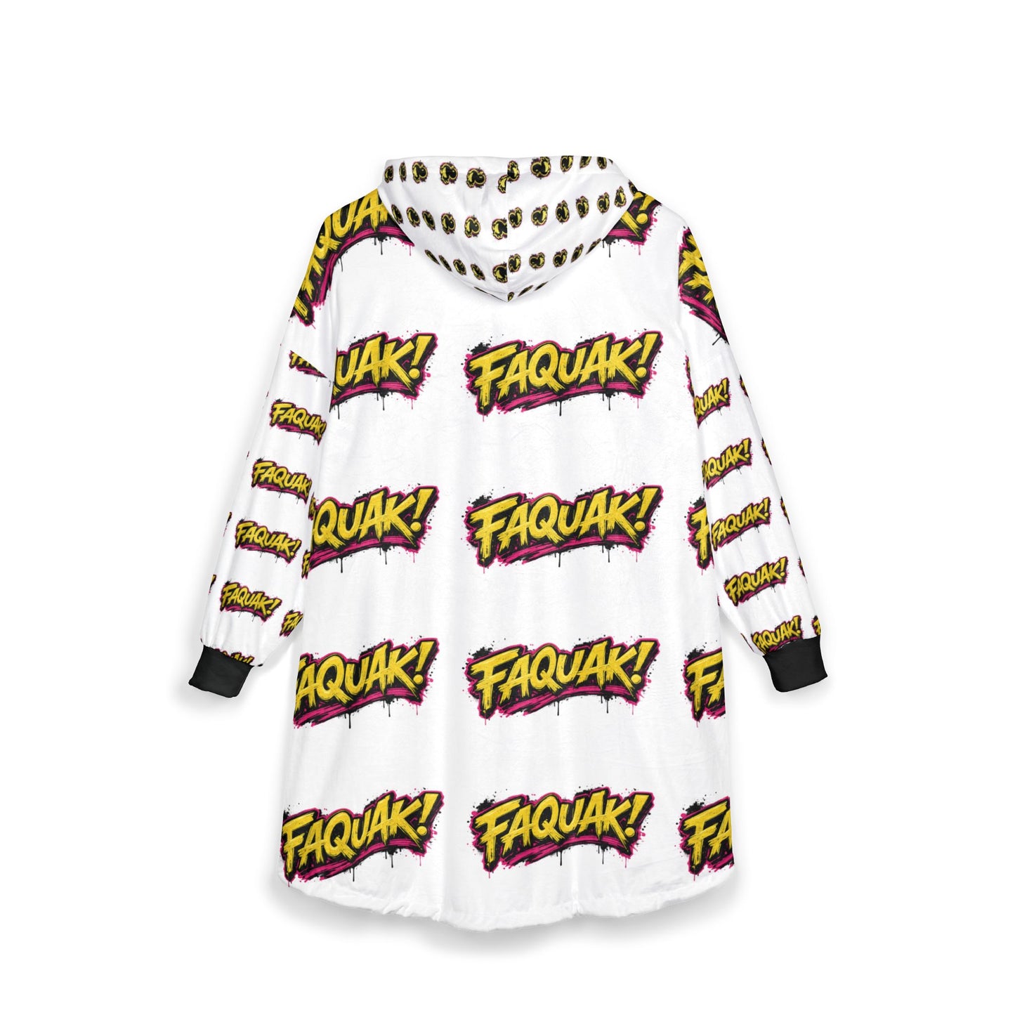 Faquak! Comic Graphic Hooded Blanket — Cozy Oversized Cartoon Hoodie Blanket