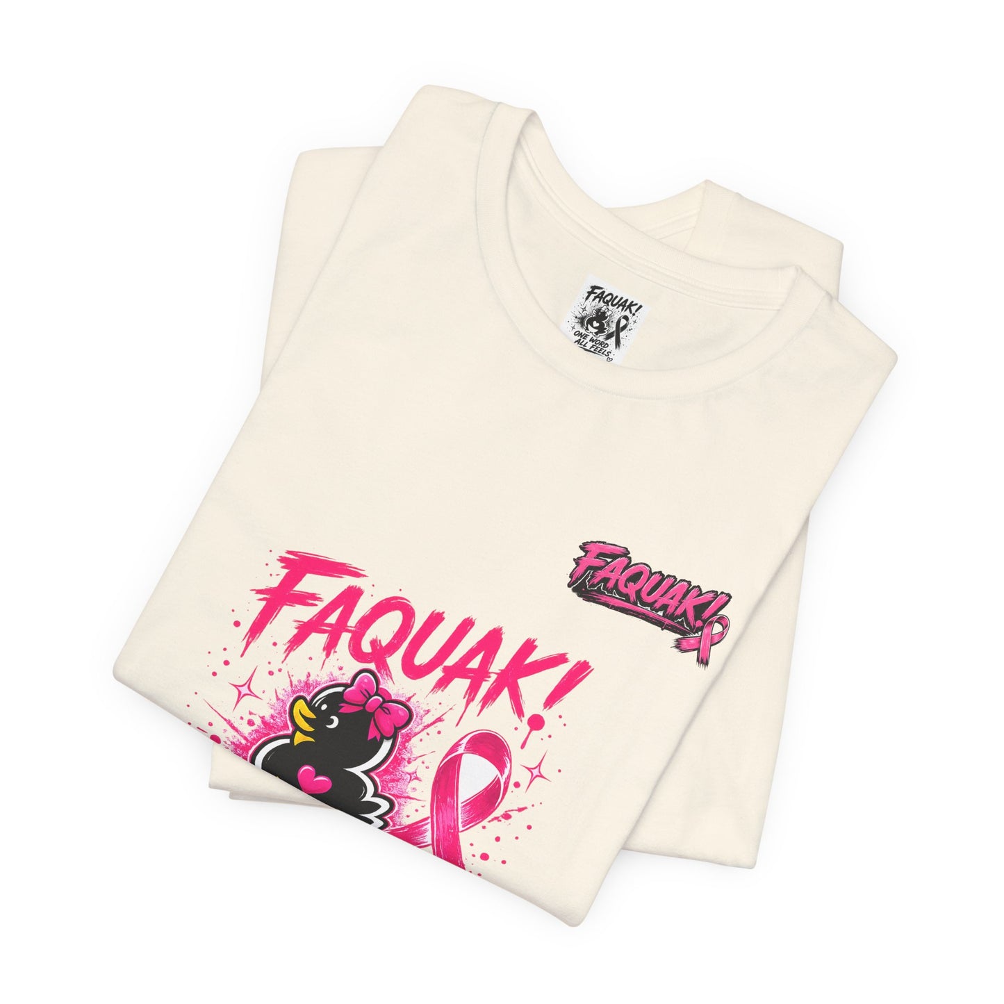 FAQUAK! Duck with Pink Ribbon T-Shirt | Breast Cancer Awareness Tee