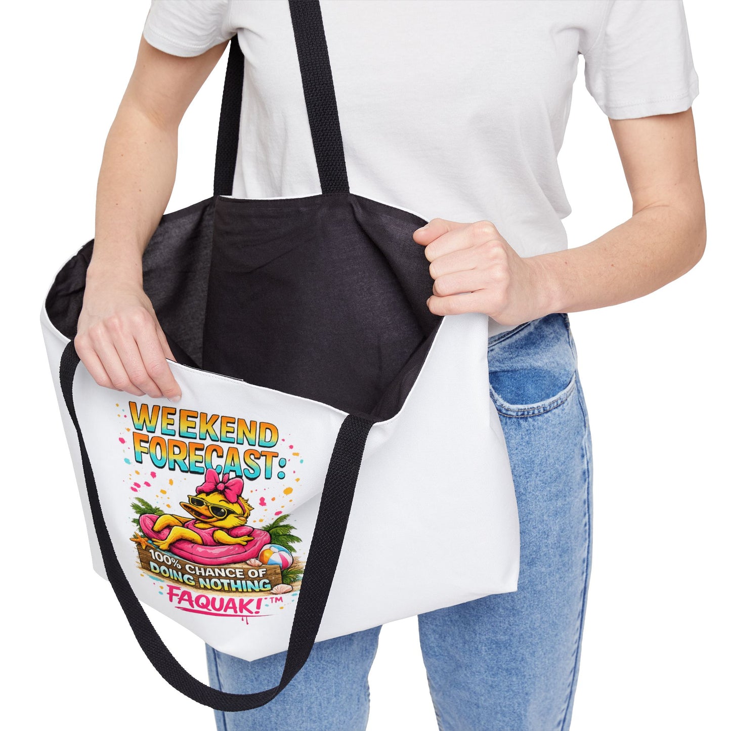 Weekender Tote Bag — “Weekend Forecast: 100% Chance of Doing Nothing” Beach Vacation Tote