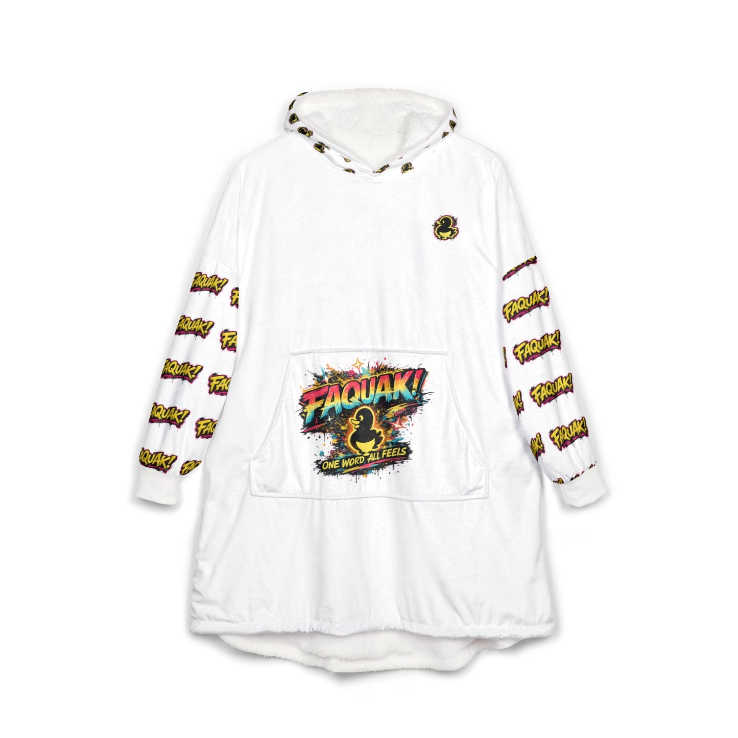 Faquak! Comic Graphic Hooded Blanket — Cozy Oversized Cartoon Hoodie Blanket
