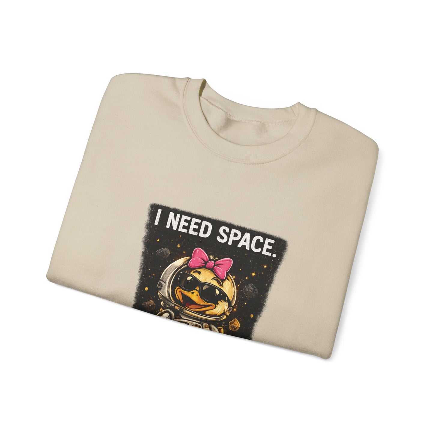 Need Space I Glide Crewneck Sweatshirt — Cute Skate Duck Graphic