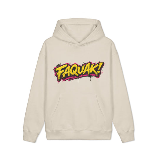 FAQUAK! Graphic Hoodie — Retro Graffiti Front & Yellow Duck Back
