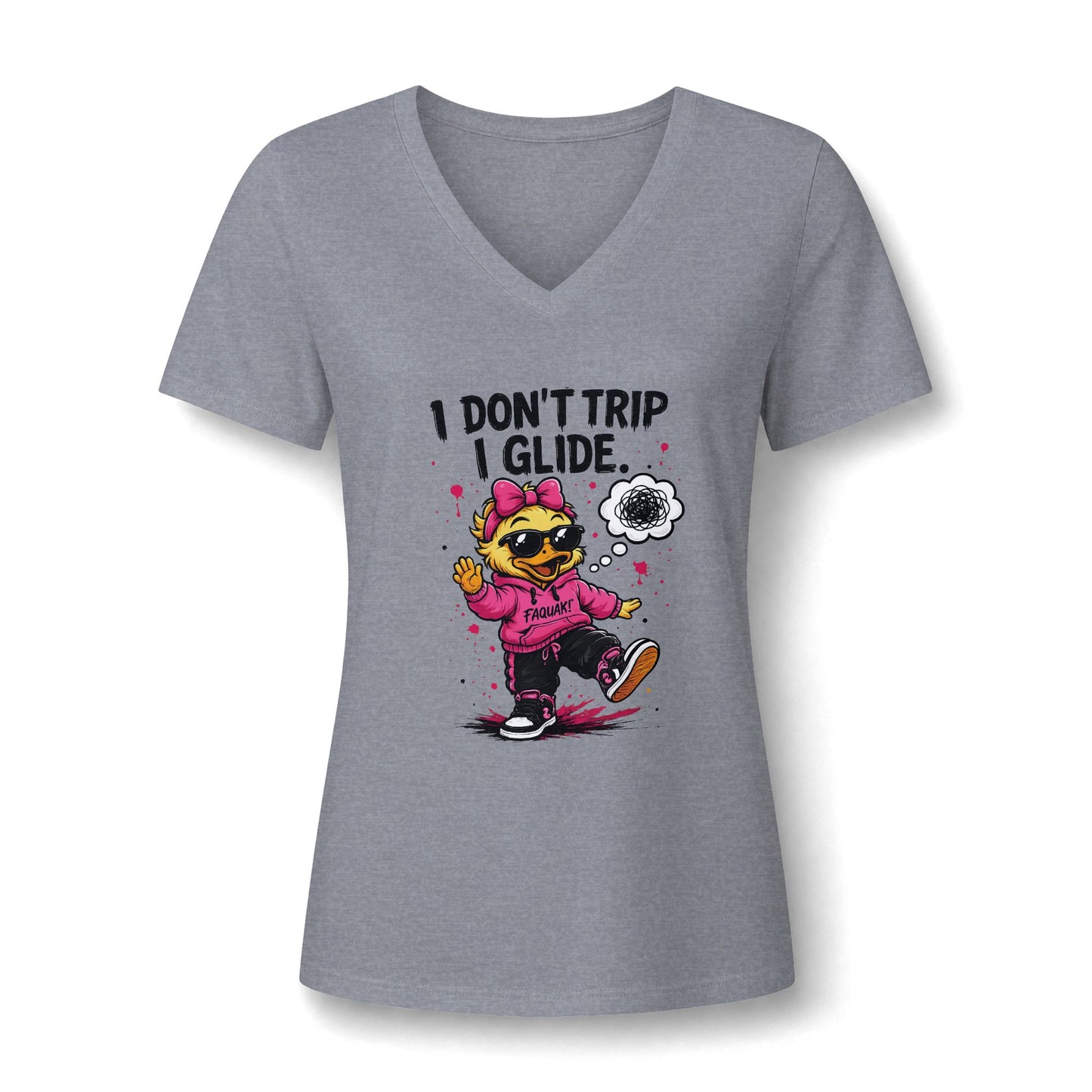 Faquak! Feeling's- Women's Relaxed Heather CVC V-Neck Tee