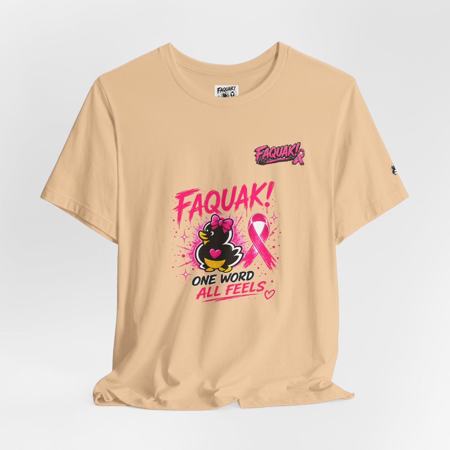 FAQUAK! Duck with Pink Ribbon T-Shirt | Breast Cancer Awareness Tee