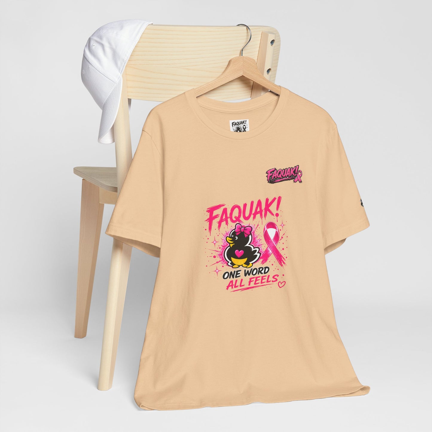 FAQUAK! Duck with Pink Ribbon T-Shirt | Breast Cancer Awareness Tee