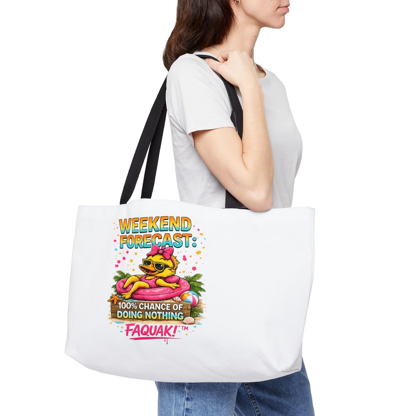 Weekender Tote Bag — “Weekend Forecast: 100% Chance of Doing Nothing” Beach Vacation Tote