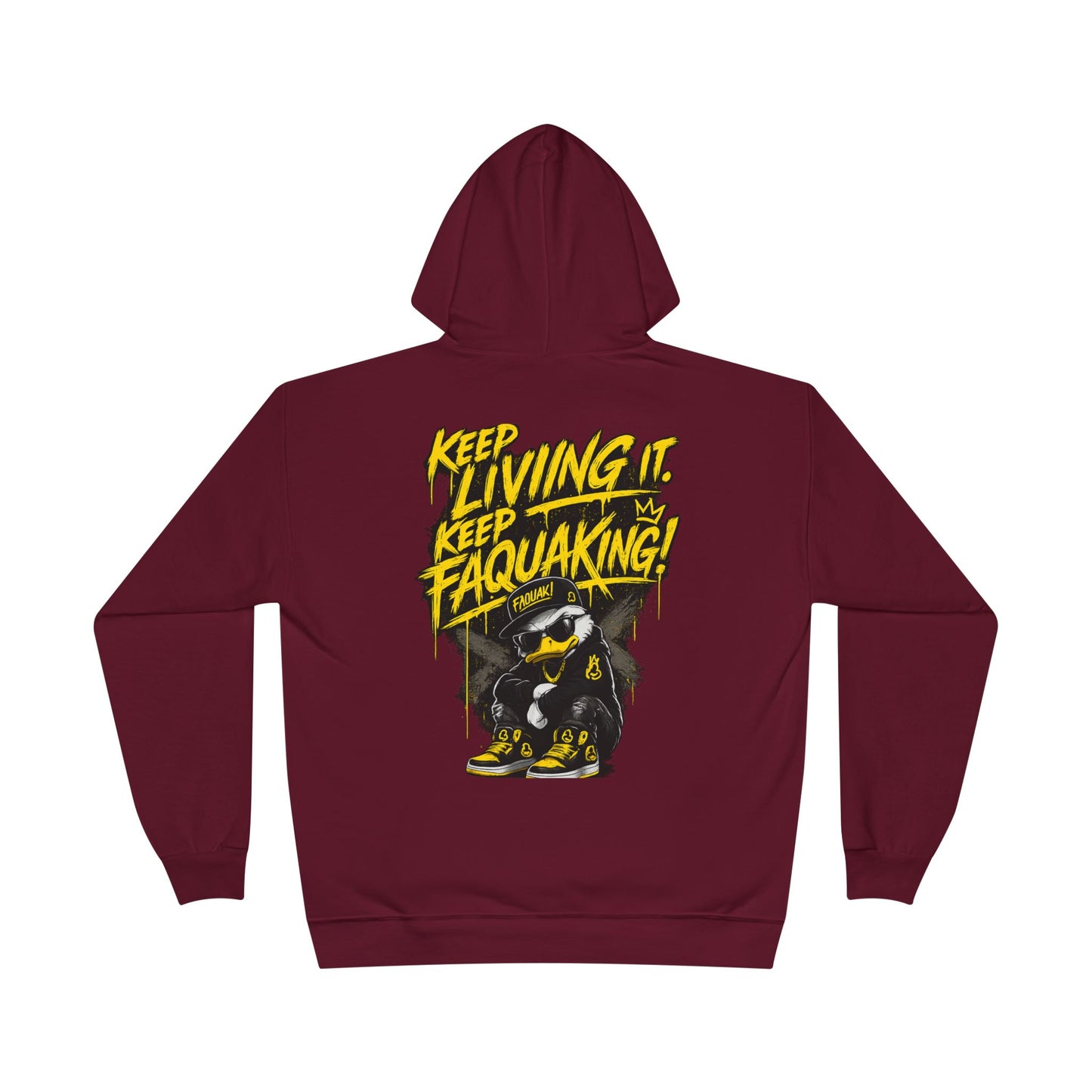 Faquak Graphic Hoodie – "Keep Living It, Keep Faquaking" Streetwear Pullover