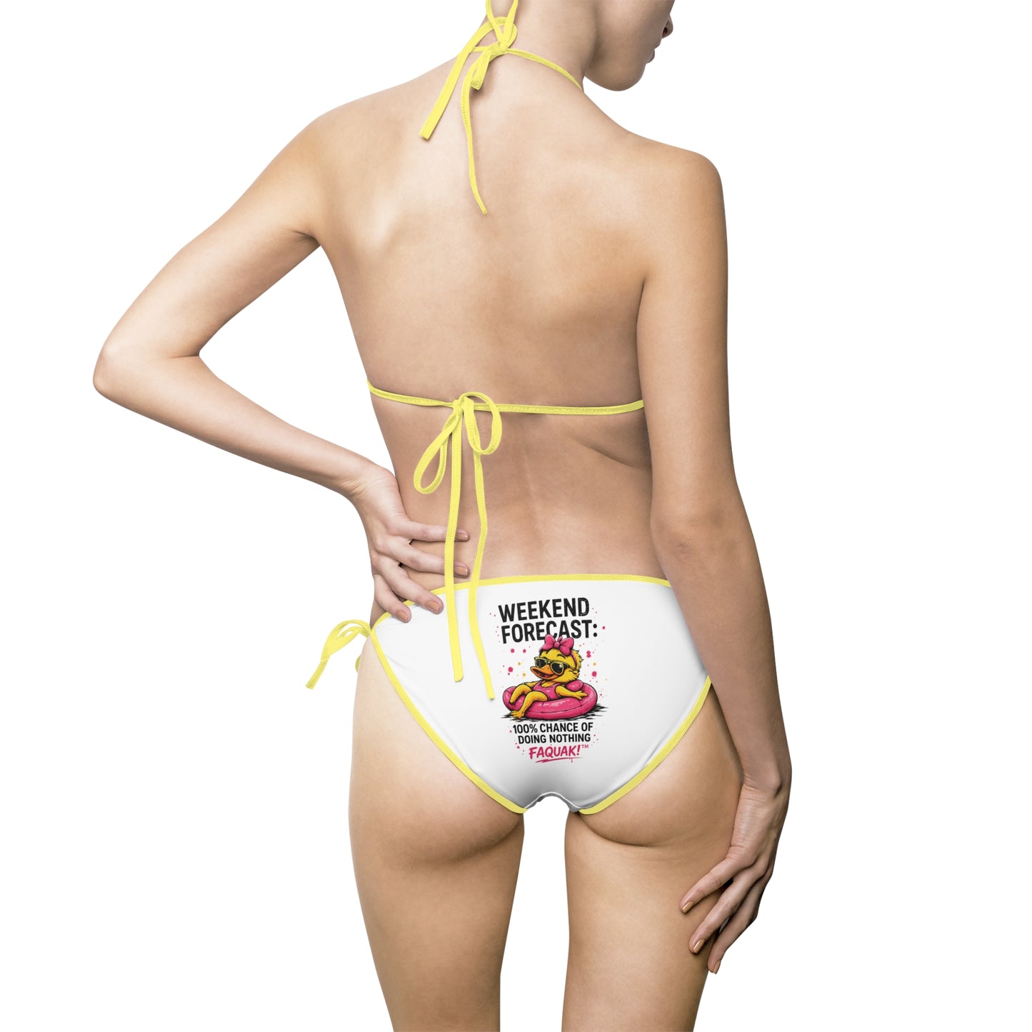 White Floral Heart Bikini — Women's Two-Piece Swimwear with Tiny Flower Emblem