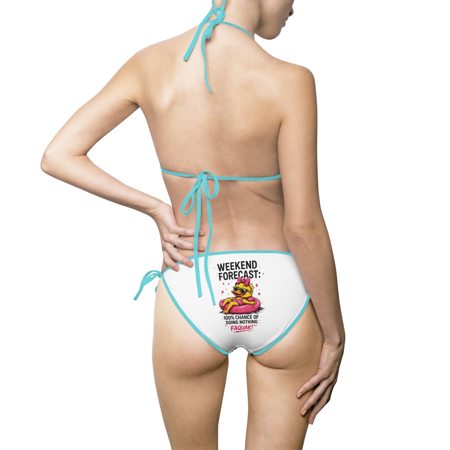White Floral Heart Bikini — Women's Two-Piece Swimwear with Tiny Flower Emblem