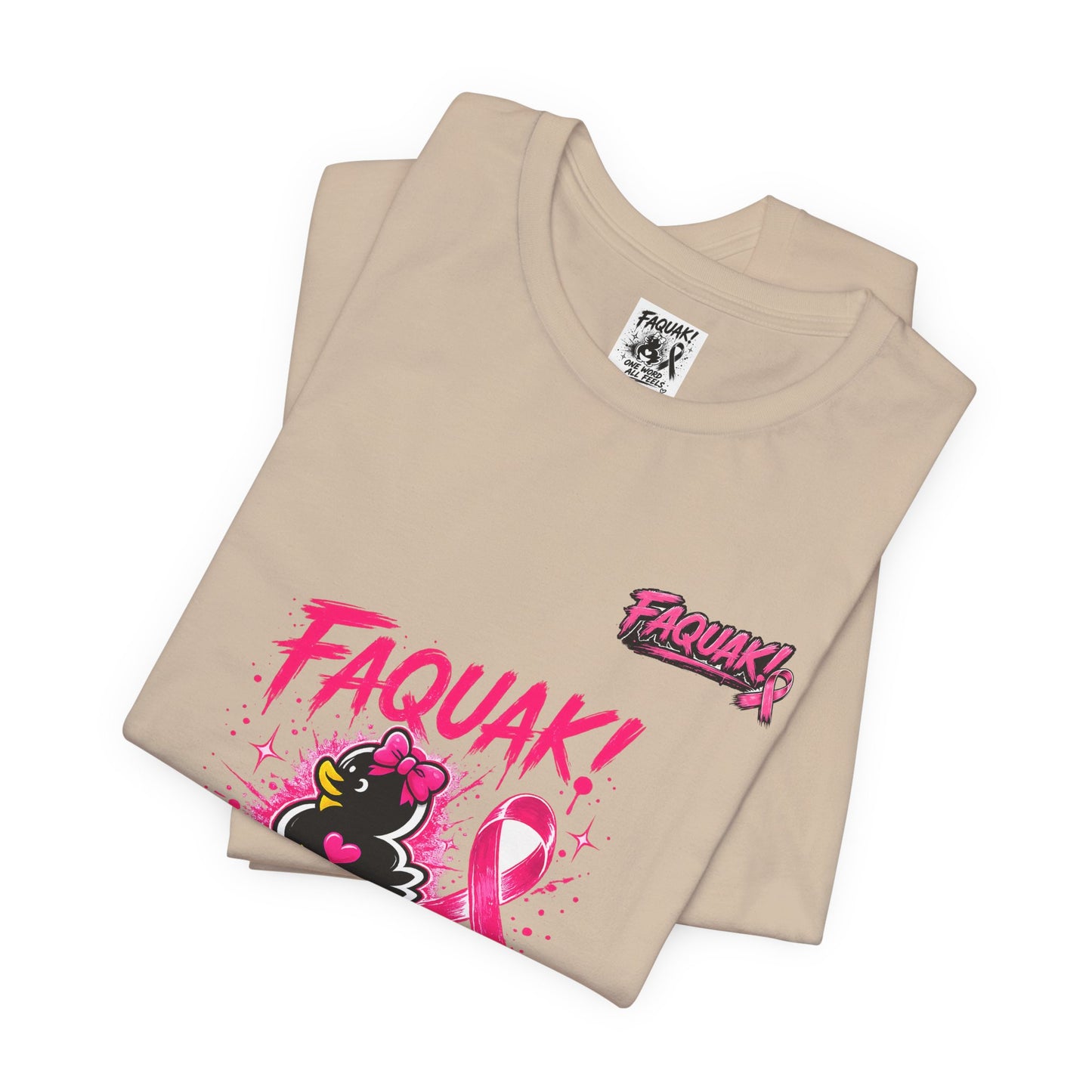 FAQUAK! Duck with Pink Ribbon T-Shirt | Breast Cancer Awareness Tee