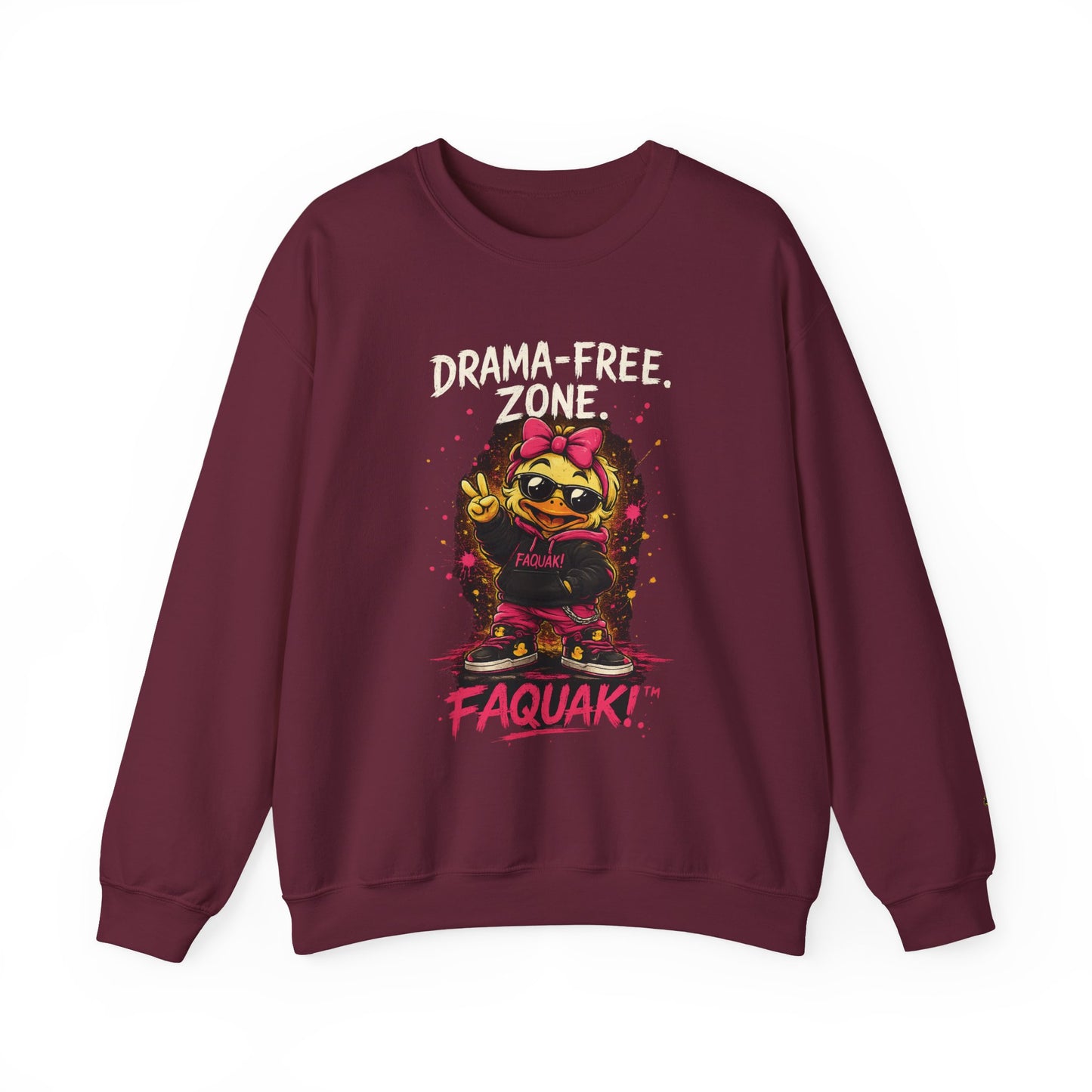 Drama-Free- Crewneck Sweatshirt — Cute Skate Duck Graphic