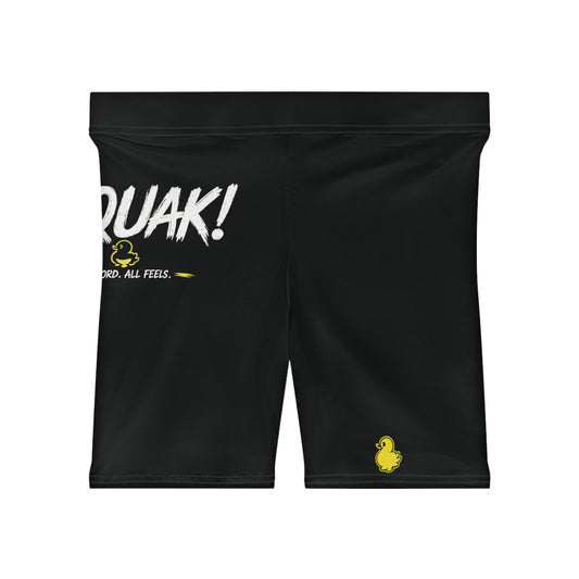 Quack! Graphic Biker Shorts — Cute Yellow Duck Athletic Shorts