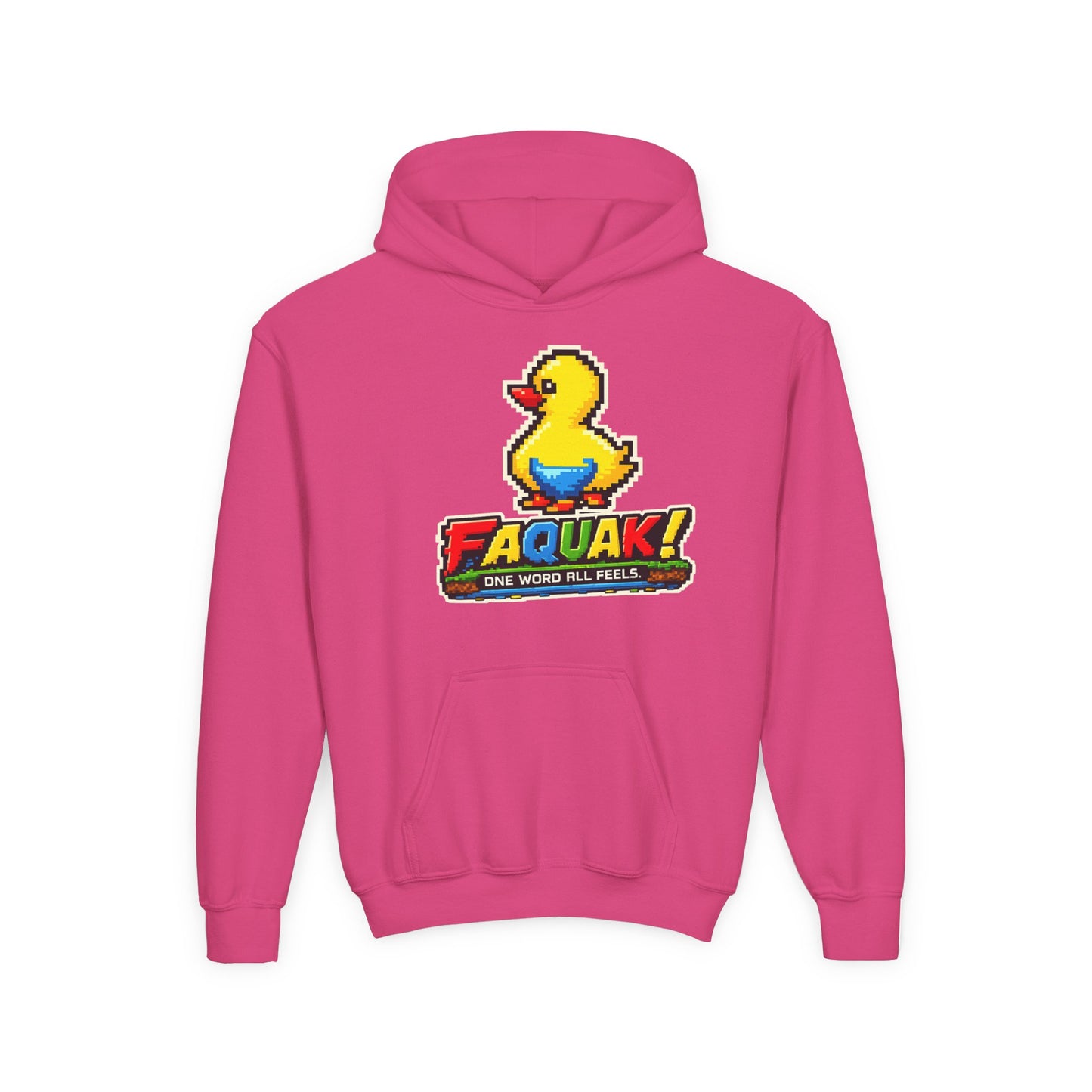 Duck Graphic Hoodie — 'FAQUAK!' Youth Pullover with Retro Rubber Duck Design