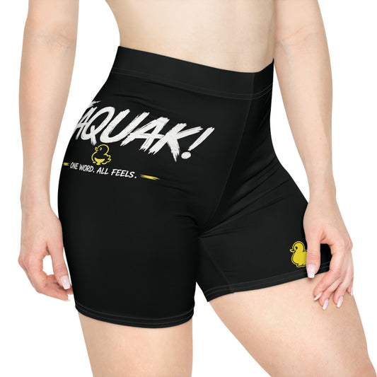 Quack! Graphic Biker Shorts — Cute Yellow Duck Athletic Shorts