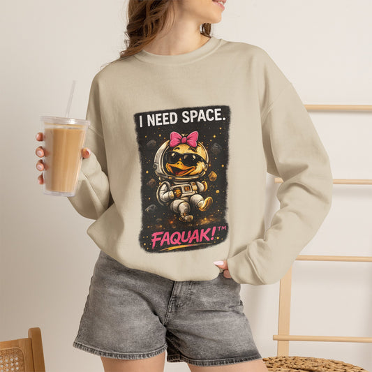 Need Space I Glide Crewneck Sweatshirt — Cute Skate Duck Graphic