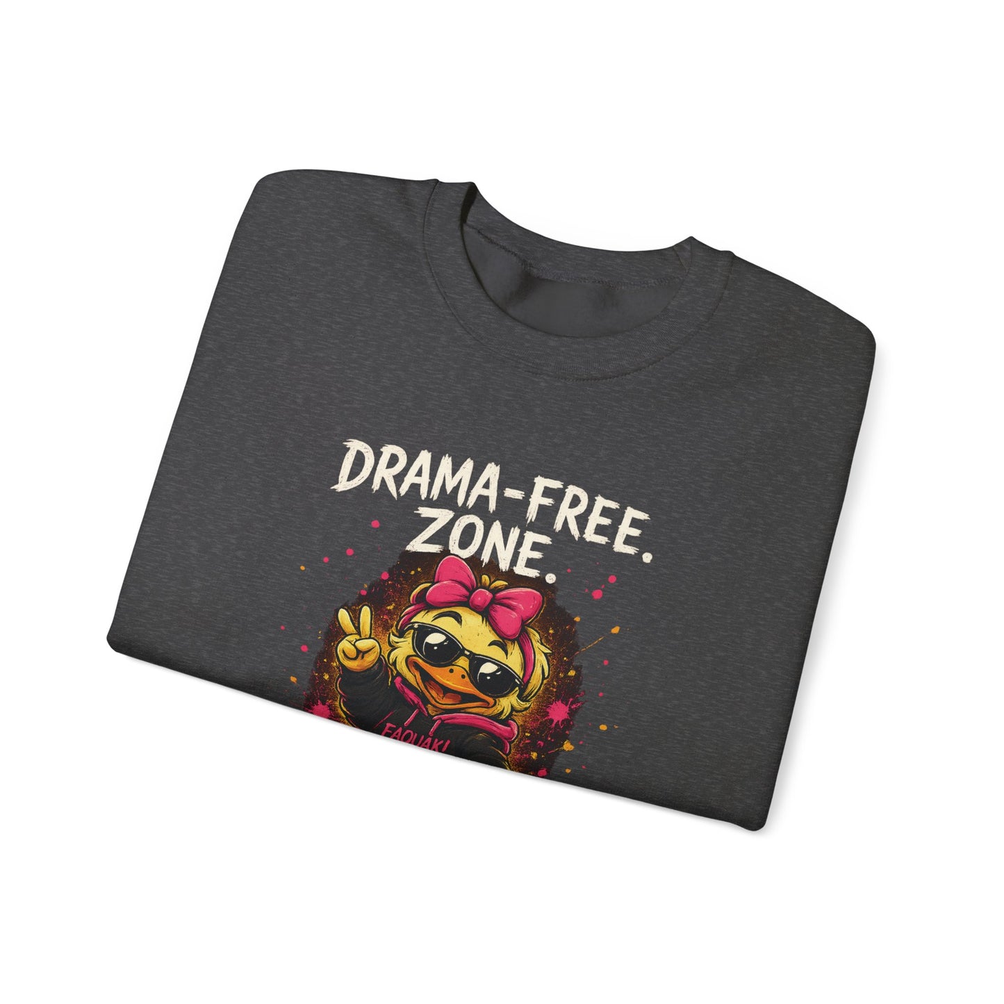 Drama-Free- Crewneck Sweatshirt — Cute Skate Duck Graphic
