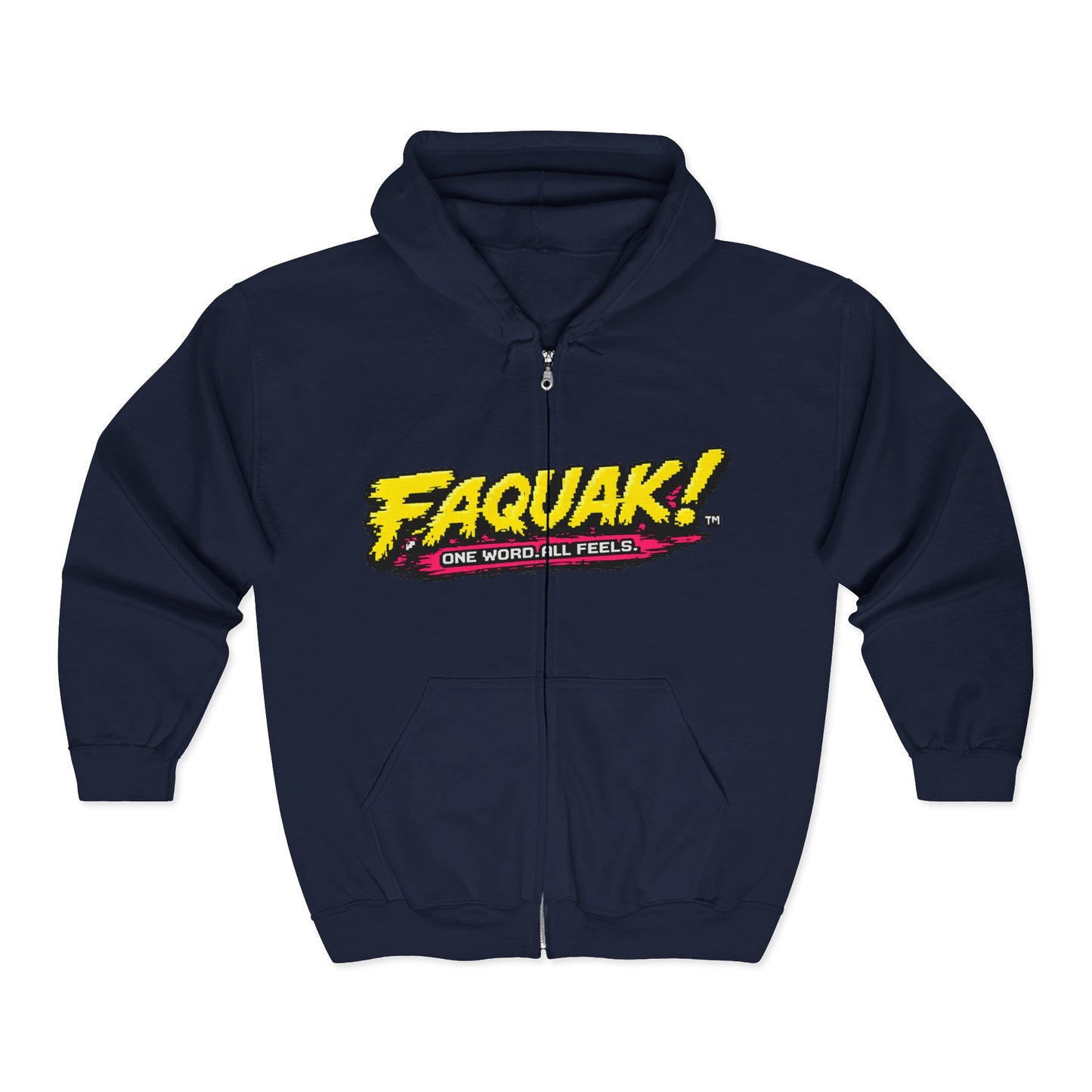 F!AQUAK! Zip Hoodie — Retro Neon Graphic “One Word, All Feels”