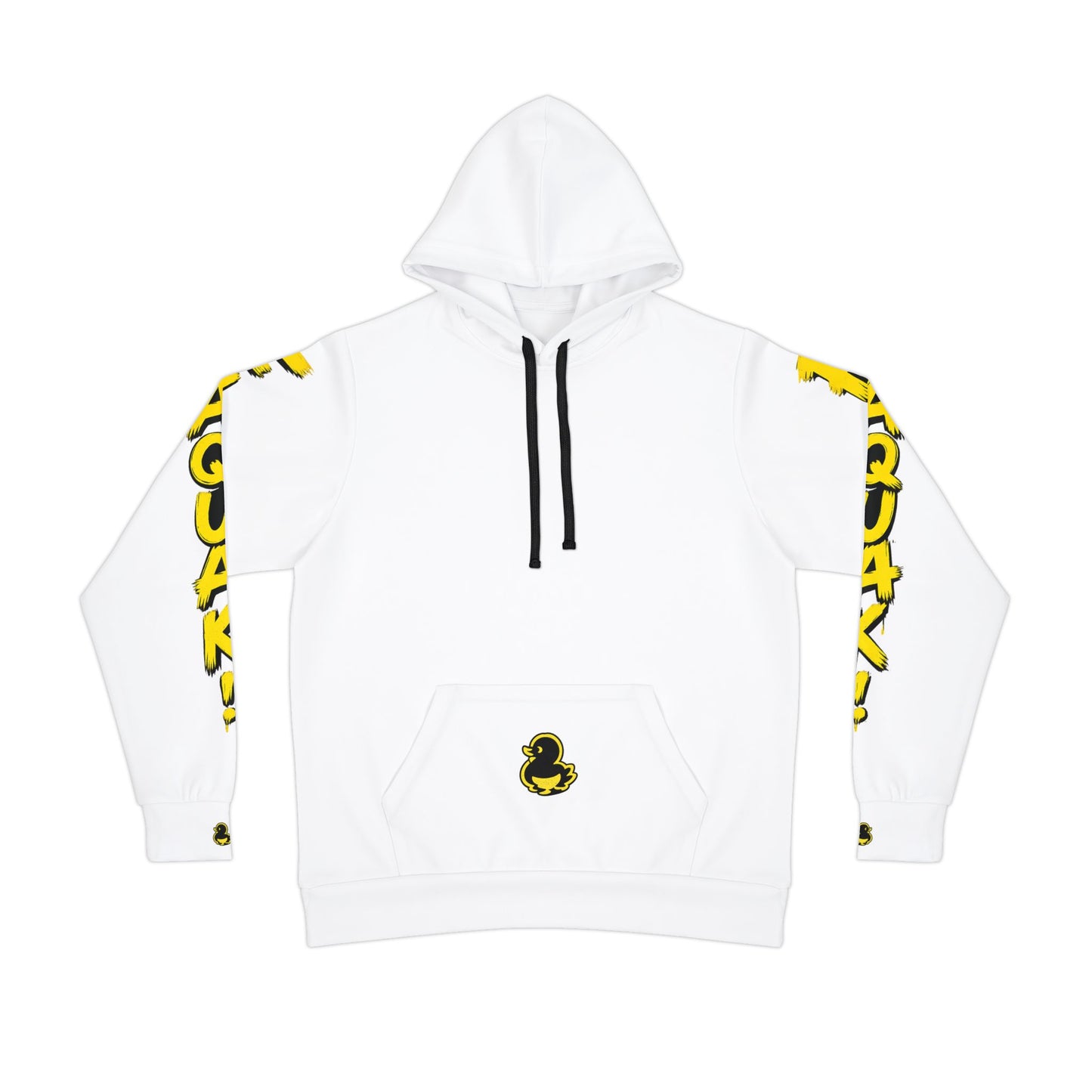 White Athletic Hoodie — FAQUAK! Rubber Duck Graphic Pullover