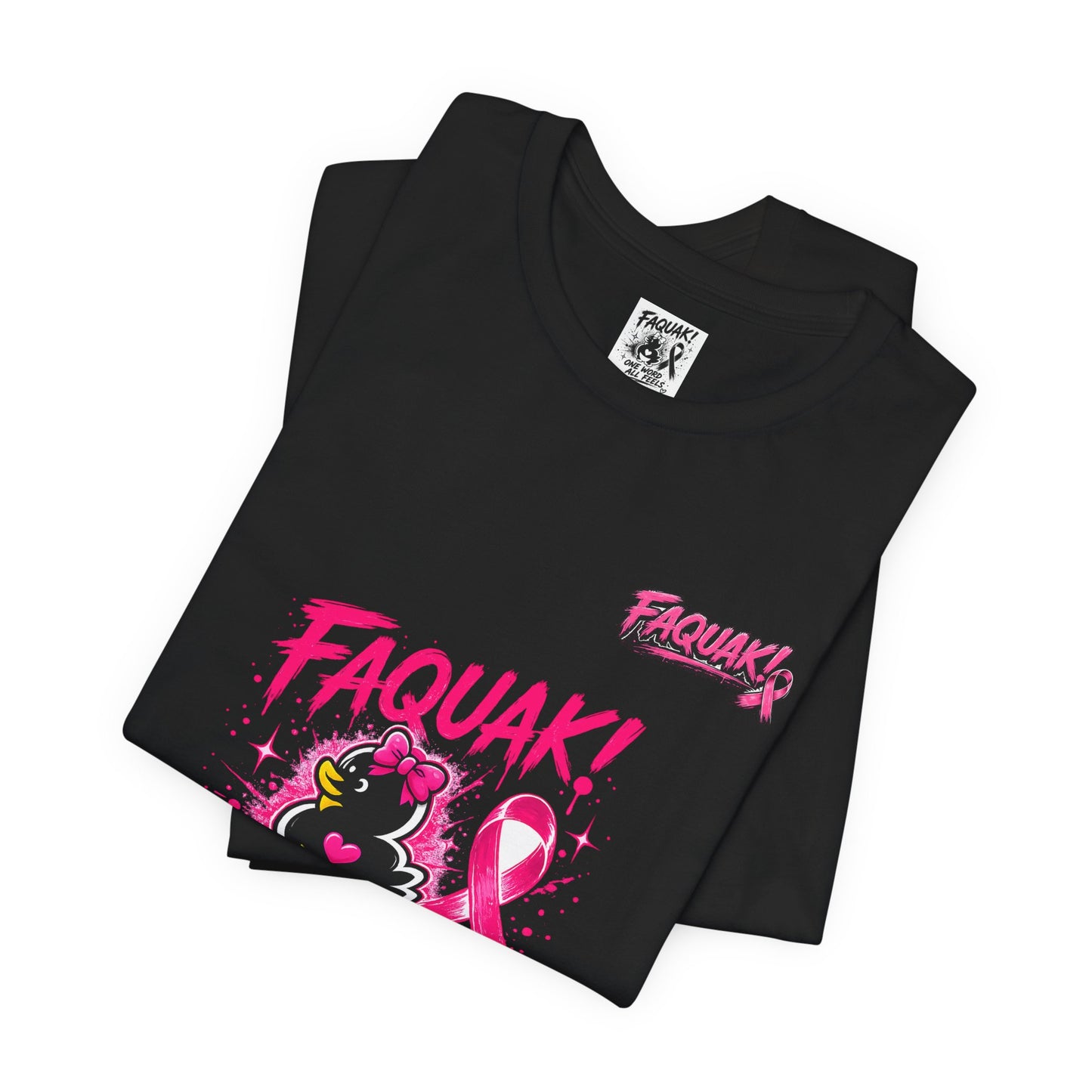 FAQUAK! Duck with Pink Ribbon T-Shirt | Breast Cancer Awareness Tee