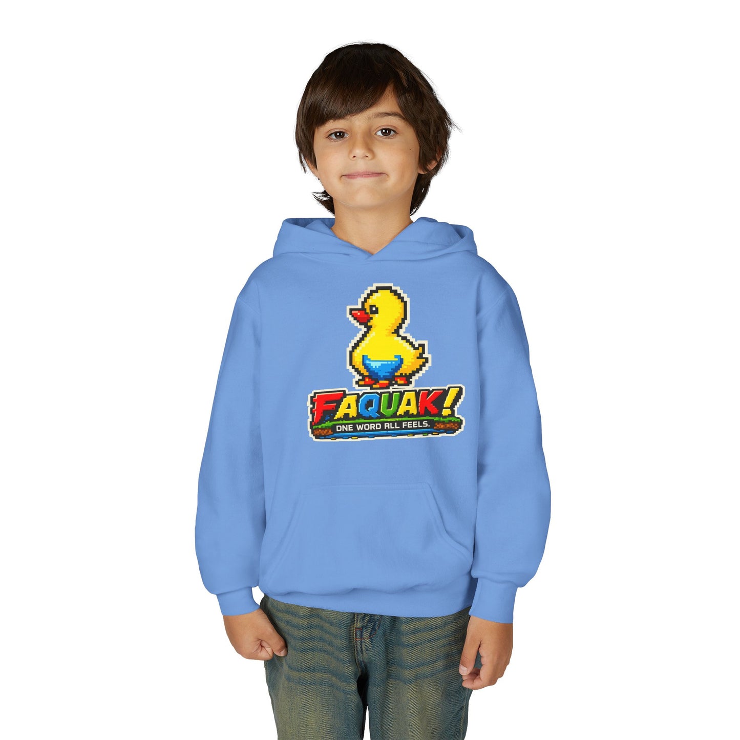 Duck Graphic Hoodie — 'FAQUAK!' Youth Pullover with Retro Rubber Duck Design