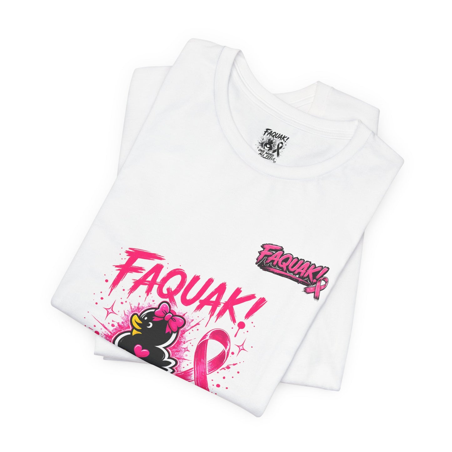 FAQUAK! Duck with Pink Ribbon T-Shirt | Breast Cancer Awareness Tee