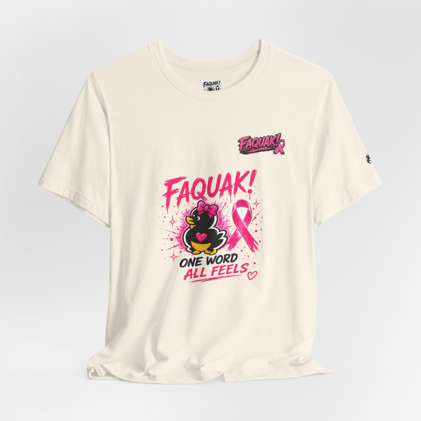 FAQUAK! Duck with Pink Ribbon T-Shirt | Breast Cancer Awareness Tee