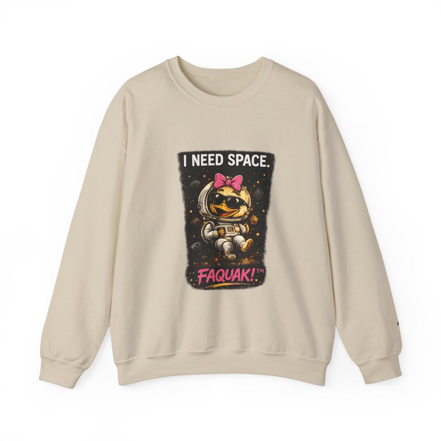 Need Space I Glide Crewneck Sweatshirt — Cute Skate Duck Graphic