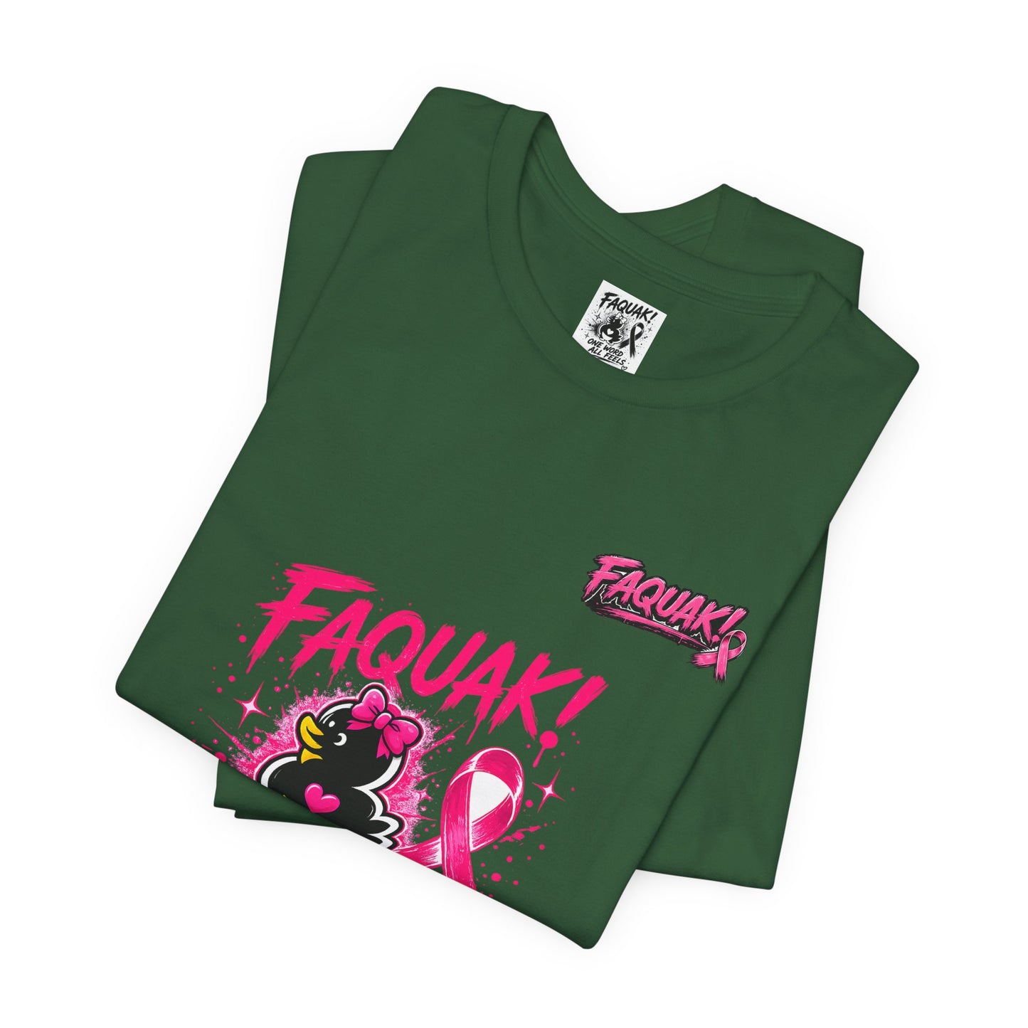 FAQUAK! Duck with Pink Ribbon T-Shirt | Breast Cancer Awareness Tee